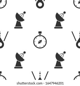 Set Road traffic sign, Compass and Radar on seamless pattern. Vector