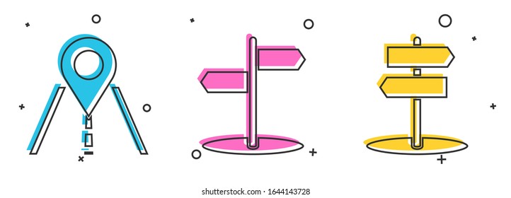 Set Road traffic sign, Road traffic sign and Road traffic sign icon. Vector
