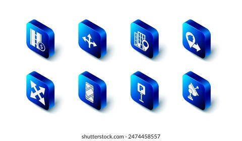 Set Road traffic sign, Location with house, Radar, Parking, City map navigation,  and Toll road icon. Vector