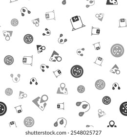 Set Road traffic sign, Route location, Radar with targets monitor and Folded map marker on seamless pattern. Vector
