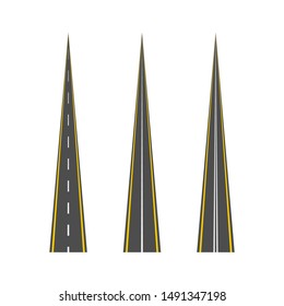 set road vector highway path long street asphalt isolated on white background.