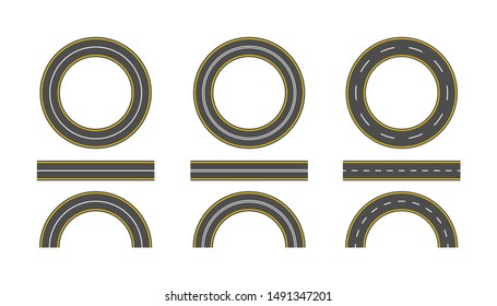 set road vector highway path long street asphalt isolated on white background.