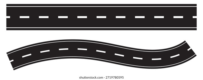 Conjunto de línea de Vector de carretera. Vector de silueta de carretera, icono de carretera. Carretera o fondo de la carretera. Ilustración vectorial.