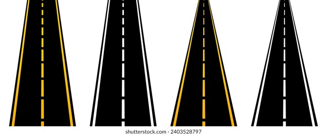 Set of roads line icon. Path, asphalt, travel, highway, distance, track, car, trail, life, dust, movement, peolos. Vector icons for business and advertising