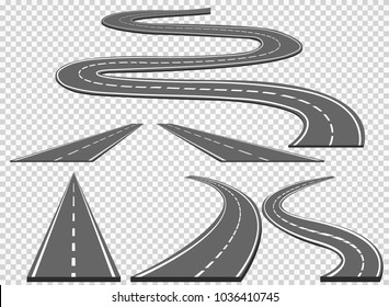 Set of roads and road bends. Vector illustrations EPS10