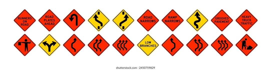 Set of roads signs 25pcs. isolated on white background