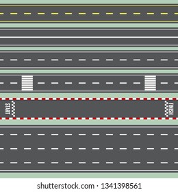 Set Roads. Top View. Straight Highway Infographic Templates