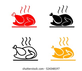Set of Roasted chicken icons, vector