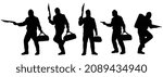 Set of Robber with gun silhouette vector on white background