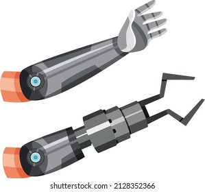 Set of robot arm on white background illustration