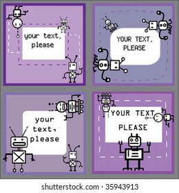 set of robot cards with place for text