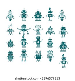 set of robot cartoon vector icon