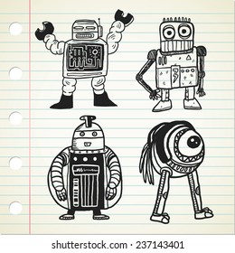 set of robot doodle