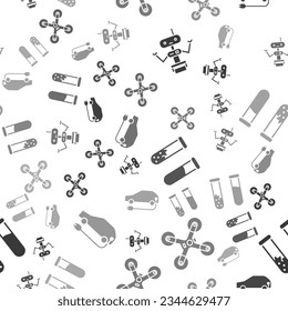 Set Robot, Drone flying, Test tube and flask and Electric car on seamless pattern. Vector