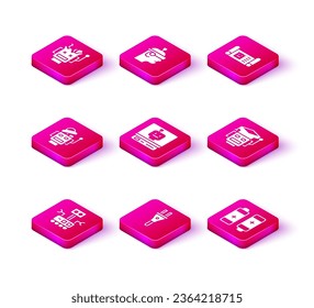 Ajuste el icono Robot, enchufe eléctrico, batería, plano y gafas inteligentes. Vector