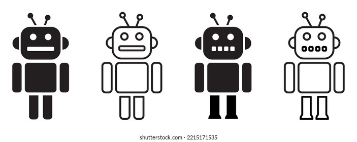Set of robot icons. Robotics symbol, vector.