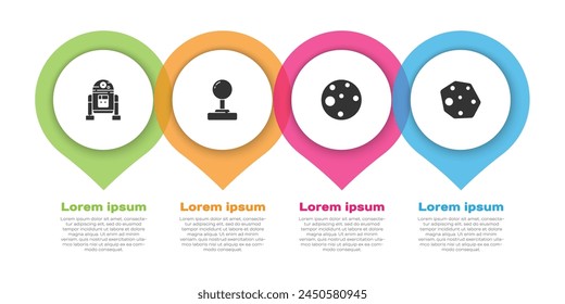 Set Robot, Joystick, Planet Mars and Asteroid. Business infographic template. Vector