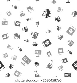 Set Robot for maintenance, Waiter robot, User manual and Software on seamless pattern. Vector