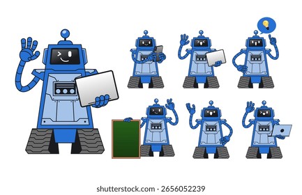 Set of Robot Mascot with in Various Pose