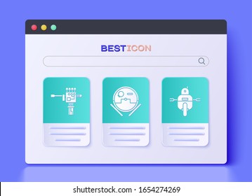 Set Robot vacuum cleaner, Mechanical robot hand and screwdriver and Robot icon. Vector