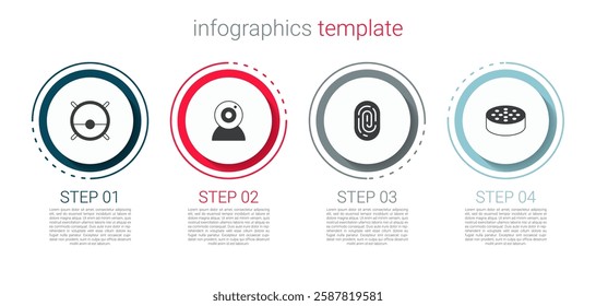 Set Robot vacuum cleaner, Web camera, Fingerprint and Water sensor. Business infographic template. Vector