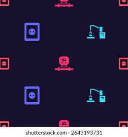 Set Robotic robot arm hand factory, Electrical outlet, Smart sensor and  on seamless pattern. Vector