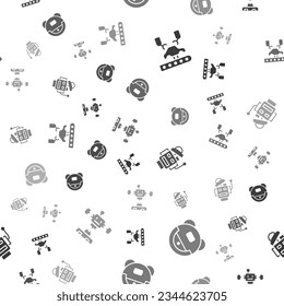Set Robotic robot arm on factory, vacuum cleaner,  and Disassembled on seamless pattern. Vector