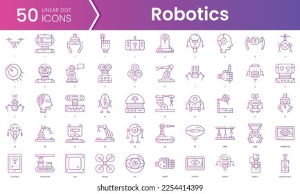 Conjunto de íconos robóticos. Conjunto de iconos de estilo de degradado. Ilustración vectorial