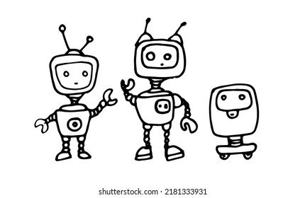 6,303 Cartoon illustration outline robot vector Images, Stock Photos ...