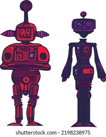 Set of robots. Cute robots. futuristic, future, digital