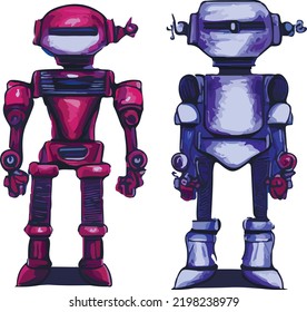 Set of robots. Cute robots. futuristic, future, digital