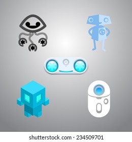 Set of robots and droids.