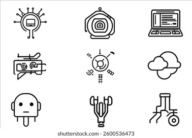 Set of robots icons. Vector illustration. Isolated on white background.