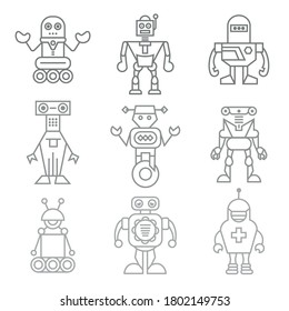 set of robots pictograms for loyalty system or games