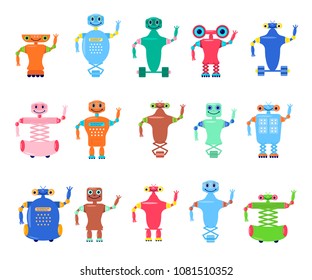 Set of Robots toys in cartoons style. Vector illustration eps 10