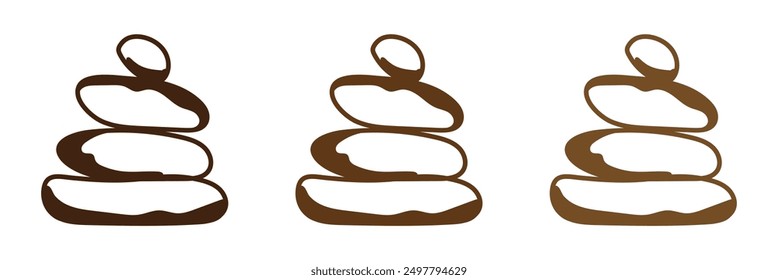  Set of rock balance stone logo for spa and yoga vector design concept on white background.