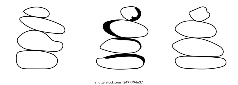  Set of rock balance stone logo for spa and yoga vector design concept on white background.