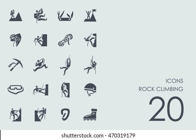 Set of rock climbing icons