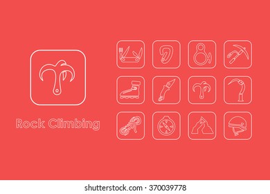 Set of rock climbing simple icons