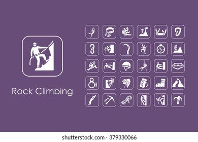 Set of rock climbing simple icons