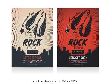 Set von Rock Festival Flyer Vorlagen. Schauen Sie sich Vektorgrafik an.