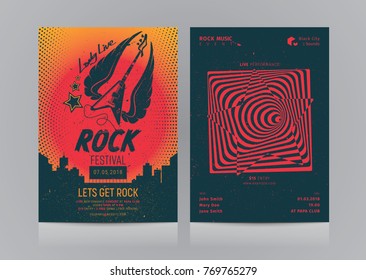 Set von Rock Music Flyer Layout. Schauen Sie sich Vektorgrafik an.