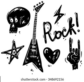 Set of rock music symbols