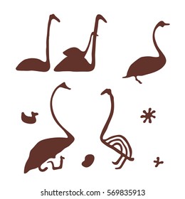 Set of rock paintings and ethnic elements of Karelia.