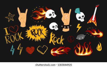 Set of rock and roll sign.Vector illustration