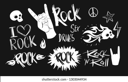 Set of rock and roll sign.Vector illustration