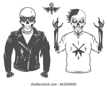 Set of rock and roll star for t shirts and tattoo design.

