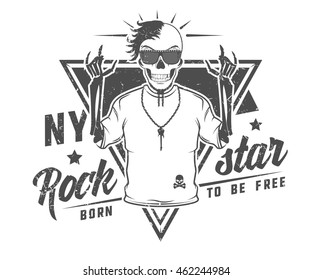 Set of rock and roll star for t shirts and tattoo design.
