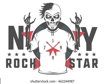 Set of rock and roll star for t shirts and tattoo design.
