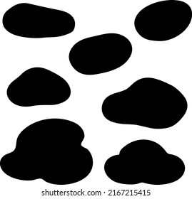 Set of Rock Silhouette. Stone vector by hand drawing. Rocks Silhouette Collection.